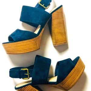 Aldo Blue suede chunky heel